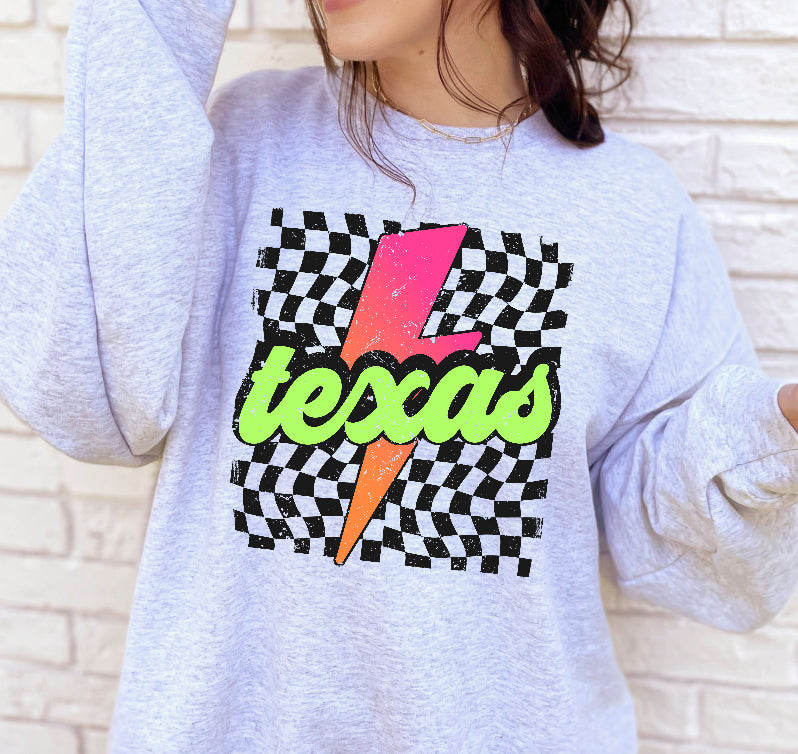 Neon Lightning Checkered Texas