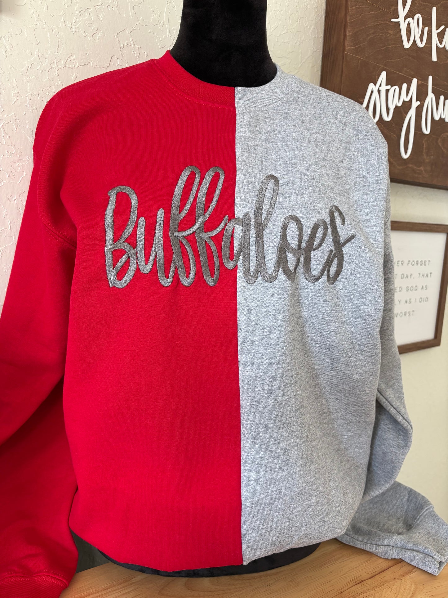 Buffaloes Embroidered - Colorblock red/sports grey sweatshirt Sweatshirt ( this is a pre order with a 2-3 week turnaround)