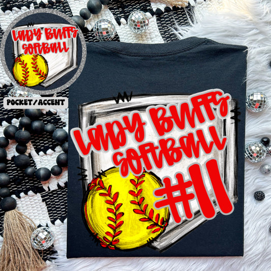 CUSTOM HOME PLATE -LADY BUFFS BUFFALOES SOFTBALL BASEBALL