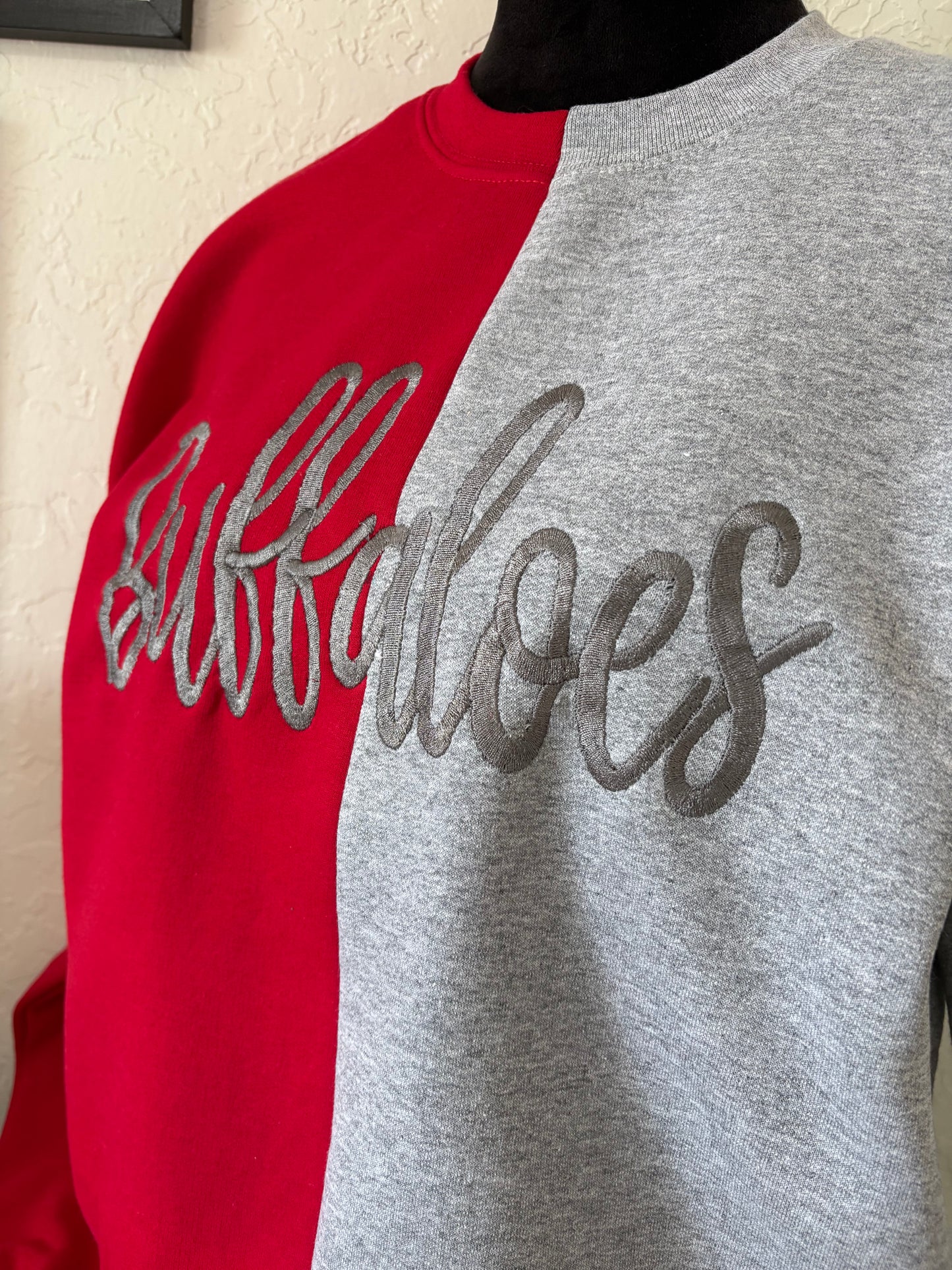 Buffaloes Embroidered - Colorblock red/sports grey sweatshirt Sweatshirt ( this is a pre order with a 2-3 week turnaround)