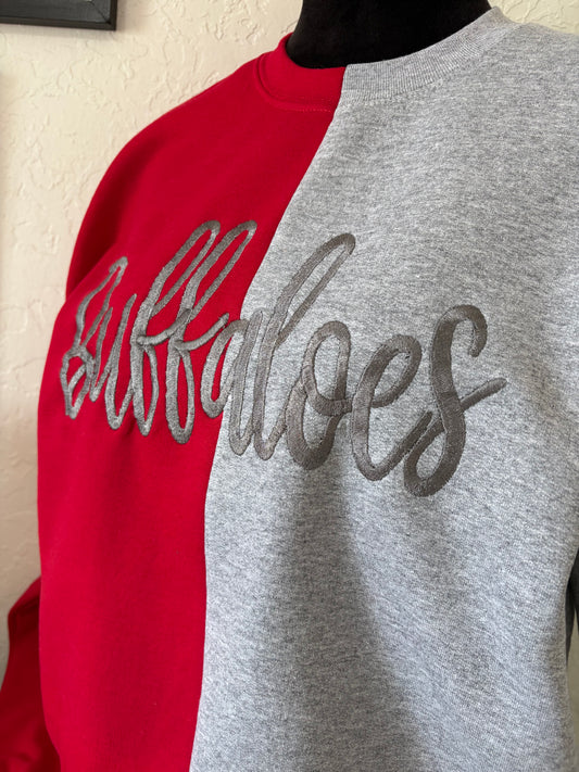 Buffaloes Embroidered - Colorblock red/sports grey sweatshirt Sweatshirt ( this is a pre order with a 2-3 week turnaround)