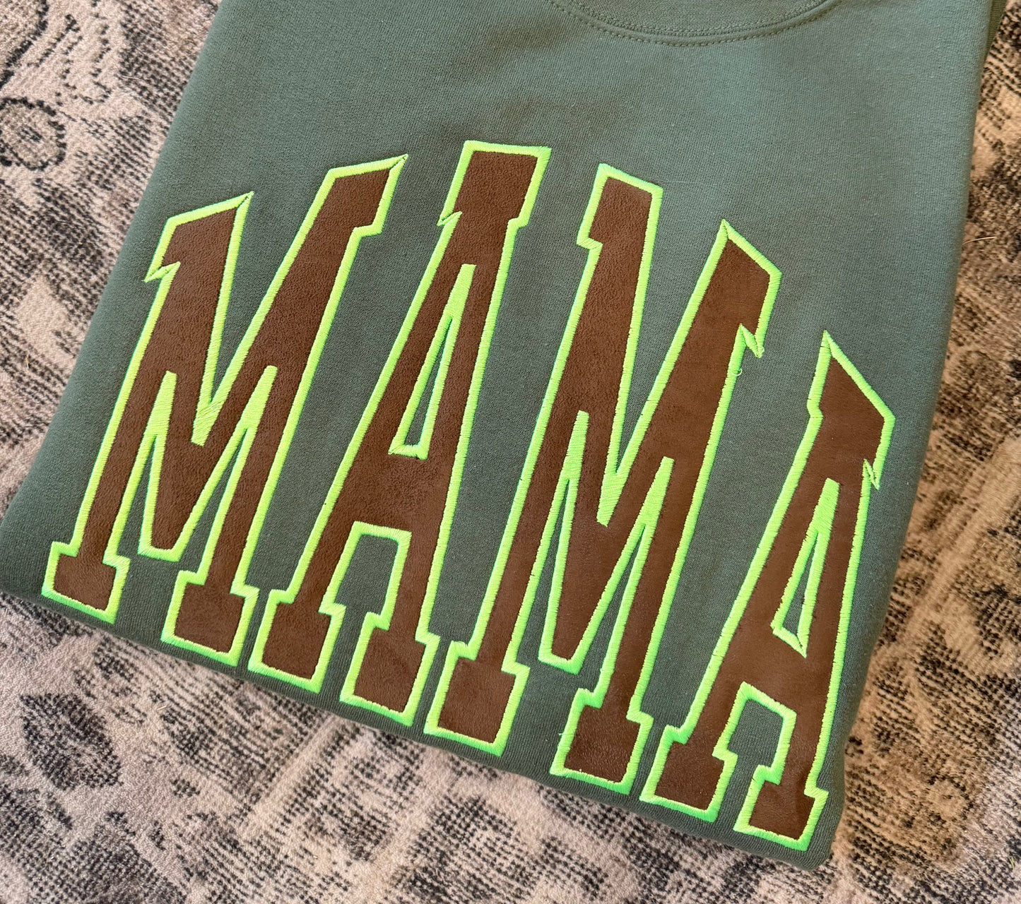 Brown Suede Embroidered Mama